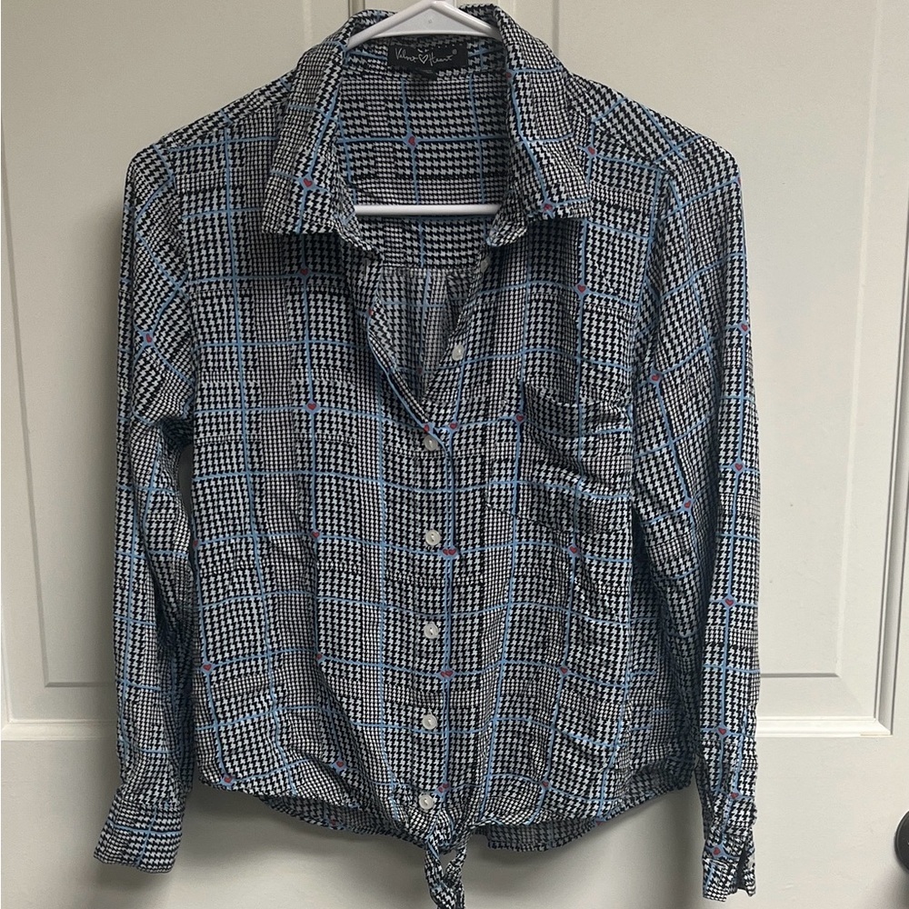 Velvet Heart Black and White Checkered button down shirt